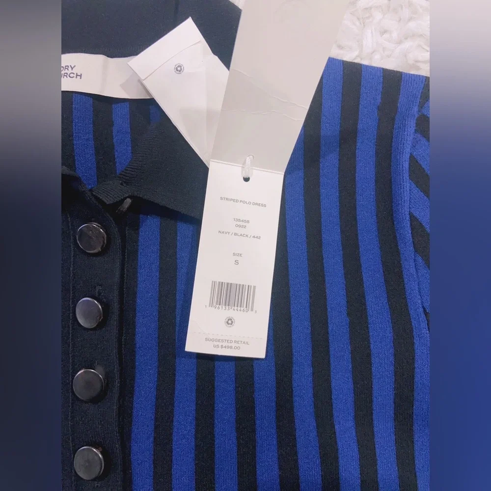 NWT $498 Tory Burch Vertical Stripe Midi Dress
